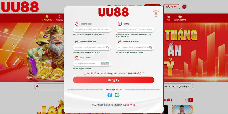 Hướng dẫn đăng ký UU888 chi tiết cho hội viên mới