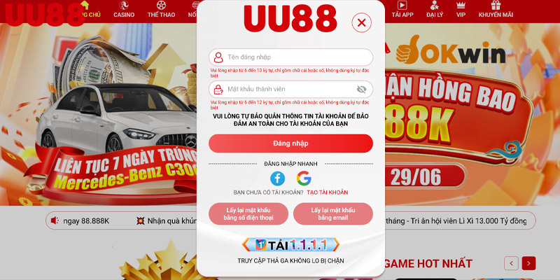 Hướng dẫn chi tiết quy trình đăng nhập UU888 đúng, an toàn với 3 bước